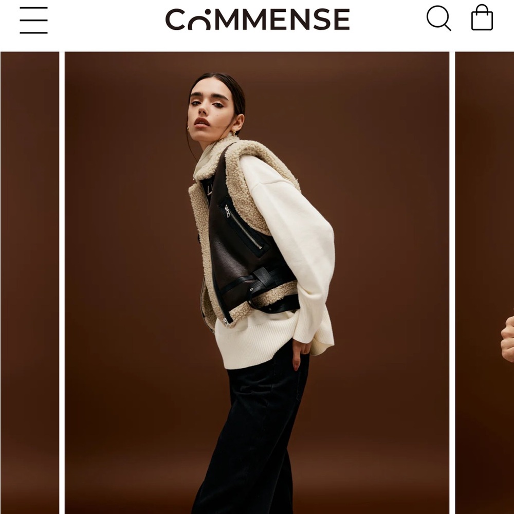 Commense sherpa lined leather vest